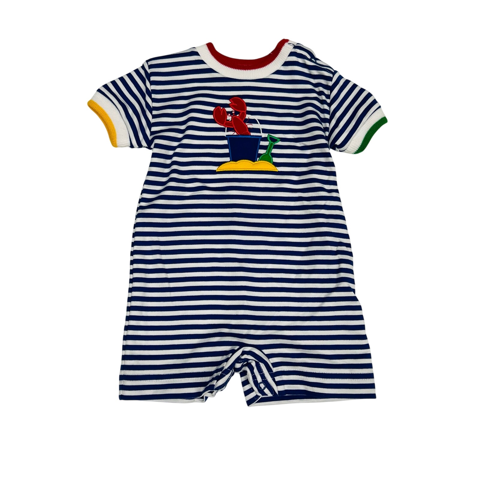 Nwt Florence Eiseman 9m Stripe Knit Shortall With Lobster & Sand Toys